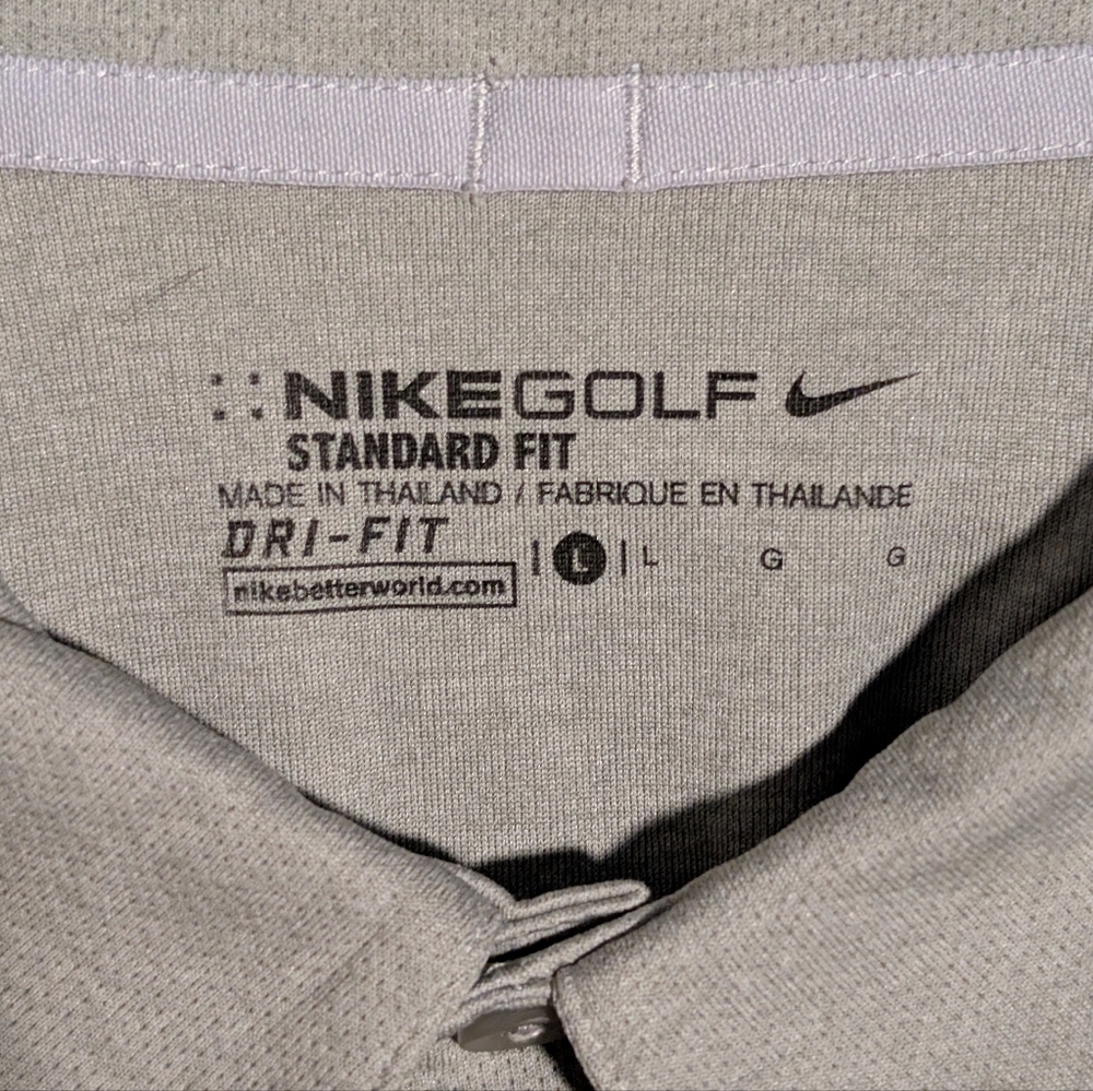 Nike Golf Polo Shirt Men Size Large Dri Fit Gray White Performance Tee - Picture 3 of 3